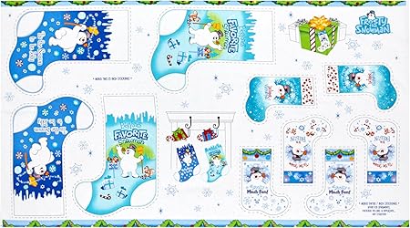 images Frosty The Snowman Fabric Panel qt quilt fabrics frosty the snowman 24in stocking panel blue quilt fabric gold red black