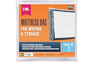 Utopia Home Lot de 2 sacs de rangement en plastique pour matelas de déménagement - Pour matelas jusqu'à 35,6 cm