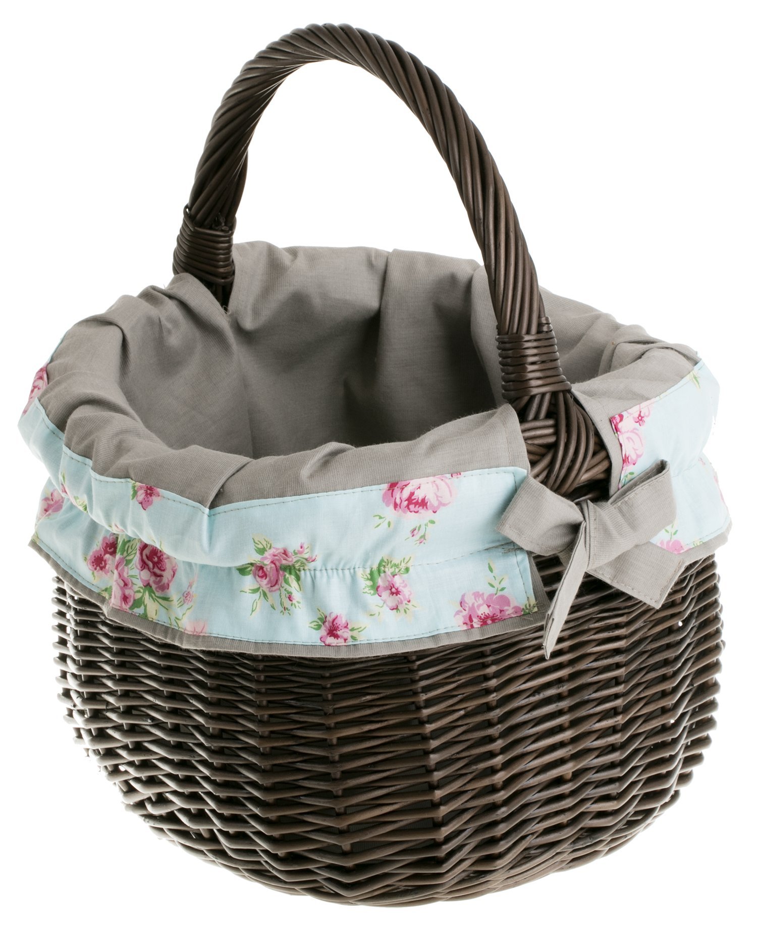 e-wicker24 Wicker Shopping Basket with Handle Stylish Fruit Basket Hamper Retro Woven Hamper Basket Empty Gift Basket Wicker Basket for Gifts Unique Easter Hamper Basket for Hampers (Dark Brown)