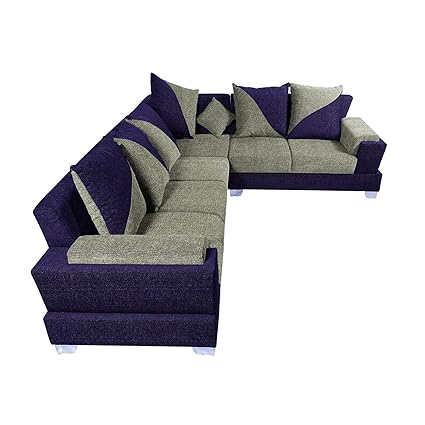 Lifestyle Solutions Zikras Purple Sal Wood 6 Seater L-Shaped Sofa Set For Living Room