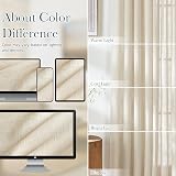 PONY DANCE Sheer Curtains 52x84 Beige Linen Textured Voile 2 Panels view 5
