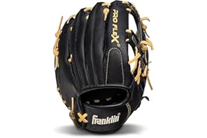 Franklin Sports Pro Flex Hybrid Series Cowhide Fielding Glove, Black/Camel