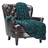 Chanasya Premium Ruched Faux Fur Throw Blanket
