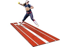 KuiBonu 2024 Upgraded Version Softball Pitching Mat with Rubber, Denser Antifade Turf, Antislip Rubber Bottom, 10' X 3' Softball Pitching Mound for Outdoor and Indoor