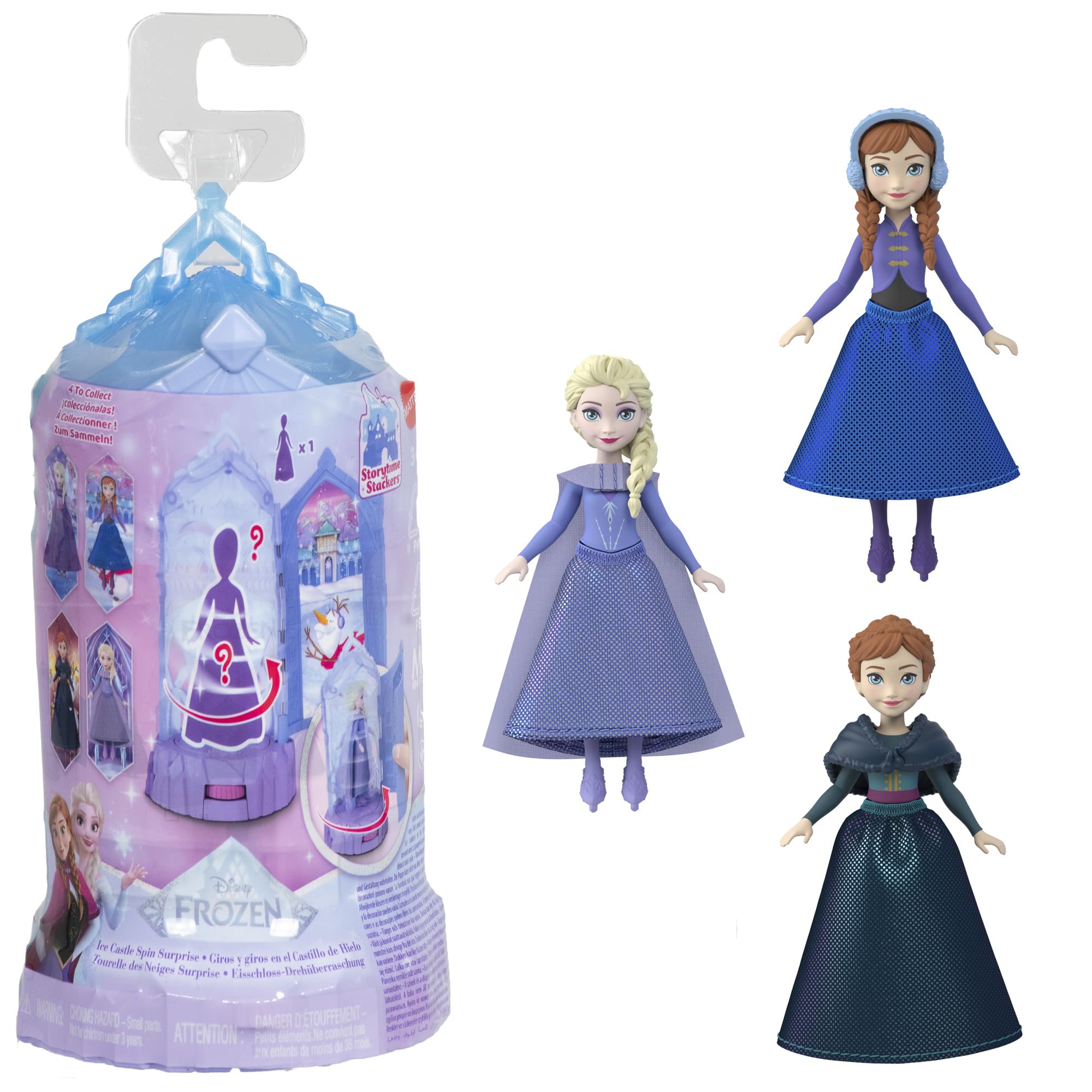 Mattel Disney Frozen Surprise Small Dolls & Mini Castle Playsets with Spinning Doll Reveal, Ice Castle Spin Surprise from Movies (Styles May Vary), JCR90