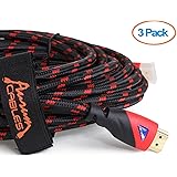 Aurum Ultra Series - High Speed HDMI Cable 25 Ft with Ethernet - Supports 3D & ARC [Latest Version] - 25 Feet - 3 Pack