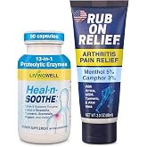 HEAL-N-SOOTHE RUB ON Relief Bundle - Topical Cream for Joints, Knees, Shoulders and Back - Joint Mobility, Muscle Flexibility, &amp; Circulation - 2-Pack, 3oz Cream &amp; 90 Count