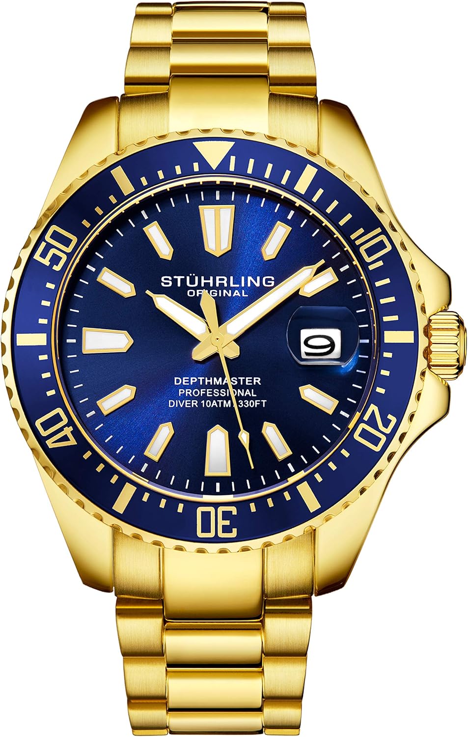 Stuhrling Original Watches for Men - Pro Diver Watch - Sports Watch for Men with Screw Down Crown for 330 Ft. of Water Resistance - Analog Dial, Quartz Movement - Mens Watches Collection