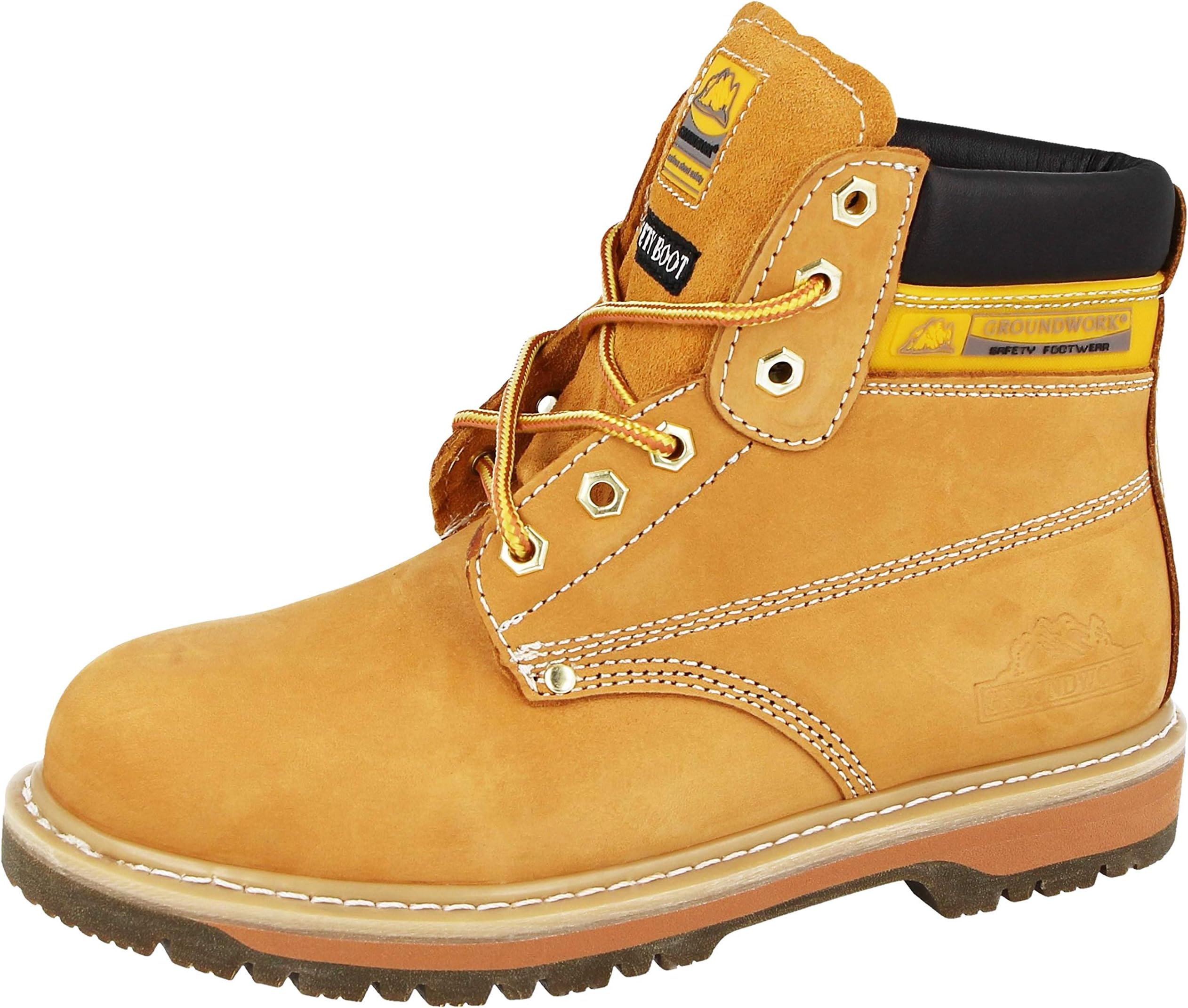 Groundwork New Mens Work Safety Boots Ankle Steel Toe Cap Footwear Work Trainers Hiking Shoes Honey Size
