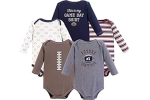 Hudson Baby baby-boys Cotton Long-sleeve Bodysuits 5-pack