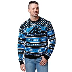 FOCO Carolina Panthers NFL Big Logo Ugly Sweater
