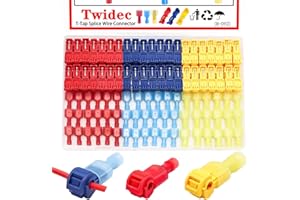 Twidec/Quick Splice Wire Terminals T-TAP Disconnect Self-Stripping 22-10 AWG with Nylon Fully Insulated Male Spade Electrical Terminals Kit for Automotive Marine