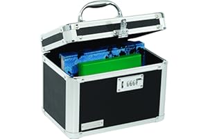 Vaultz Combination Lock Box - Secure Safe for Documents, Valuables, Medicine & Money - 10 x 7.25 x 7.75 Inch - Black