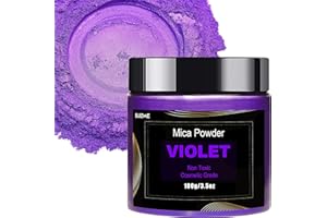 BIJIZME Violet Mica Powder Pigment (100g) -Cosmetic Grade Metallic Mica Powder for Epoxy Resin, Lip Gloss, Soap,Candle Making, Bath Bombs,Tumblers, Jewelry, Dyes, and DIY Crafting Projects(Violet, 3.5oz)