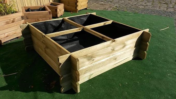 BIHL - Hochbeet 100 x 100 x 30 Holz Stecksystem Kräuterbeet Komposter Holzkomposter