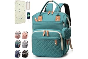 SHITIESHOU Diaper Bag Backpack Baby Bag, Baby Girl Boy Diaper Bag for Dad Mom with Pad, 16 Pockets, Pacifier Case, Large Diaper Bag Unisex for Travel (Green)