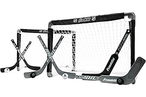 Franklin Sports NHL Kids Mini Hockey Goal Set - (2) Mini + Knee Hockey Goals, (4) Youth Sticks, (2) Goalie Sticks + (4) Foam Balls - Knee + Mini Hockey Set