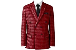 Lacoac Men's Casual Houndstooth Blazer Double Breasted Peak Lapel Suit Jacket for Daily Business