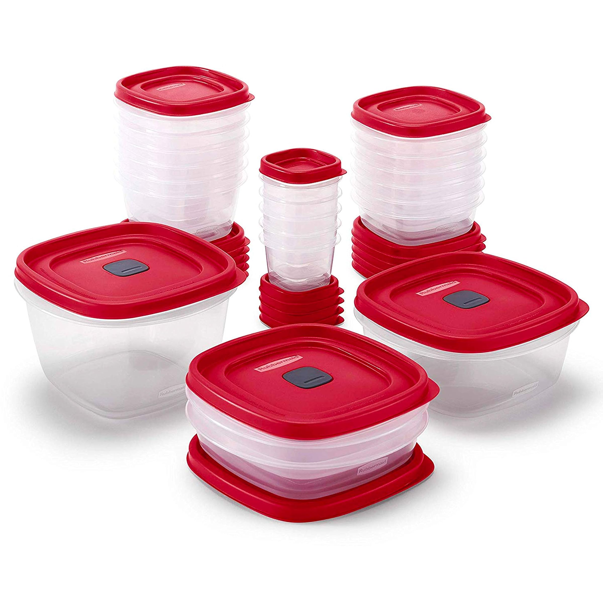 Rubbermaid - 2063704 Easy Find Vented Lids Food Storage Containers, Set of 21 (42 Total) - Racer Red