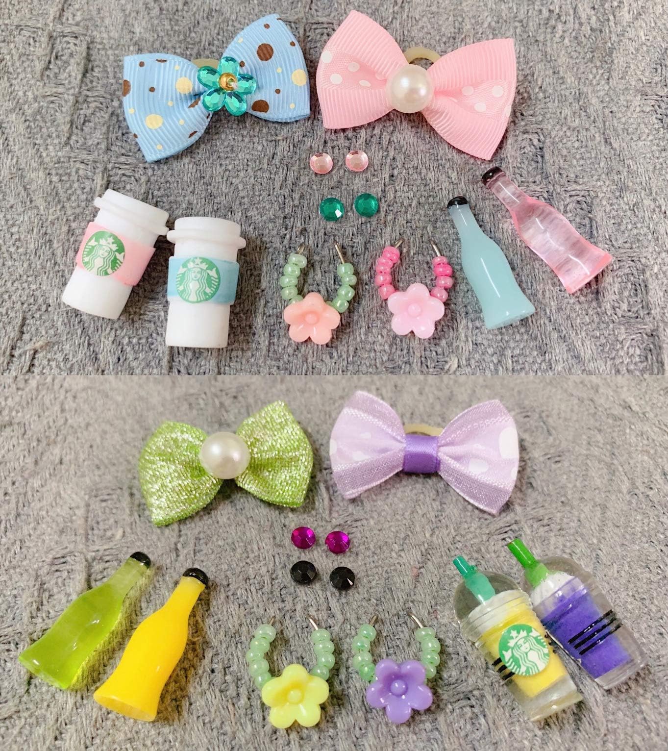 Linda Store LPS Accessories 9pcs (1 Set) Random Drinks Collars Bows fit lps Great Dane Collie Short Hair Cat Dachshund Cocker Spaneil Rare Figures