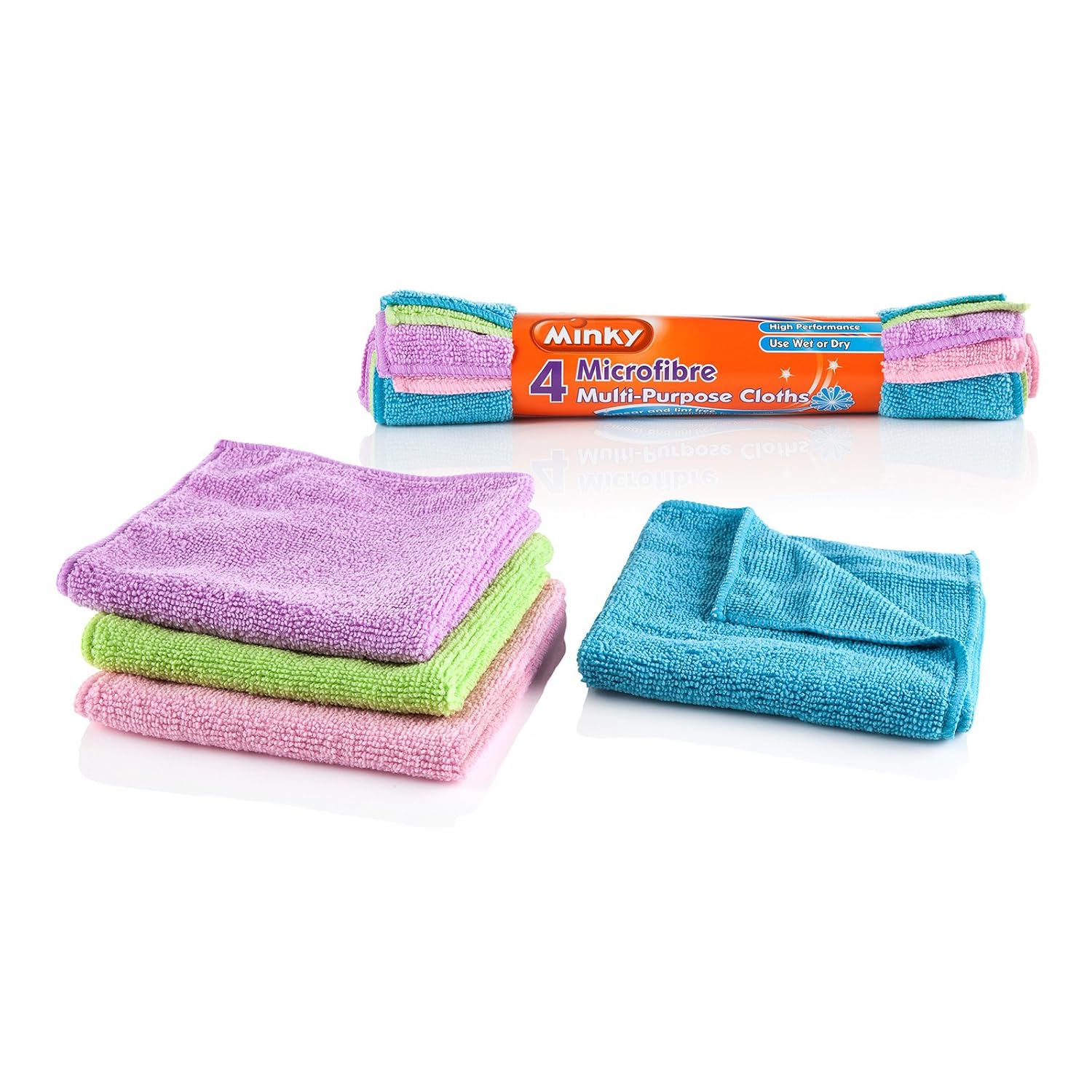 Minky 4 Microfibre MultiPurpose Cloths Home & Kitchen Cleaning Supplies