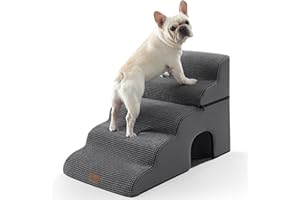 COZY KISS Extra Wide Dog Stairs with Tunnel, Detachable Large Pet Step for Small Medium Dog, Puppy or Cat, Ramp for High Bed, Couch, Sofa or Car, Stable, 19.7x33x22.4 inch, 5 Step, Charcoal Grey