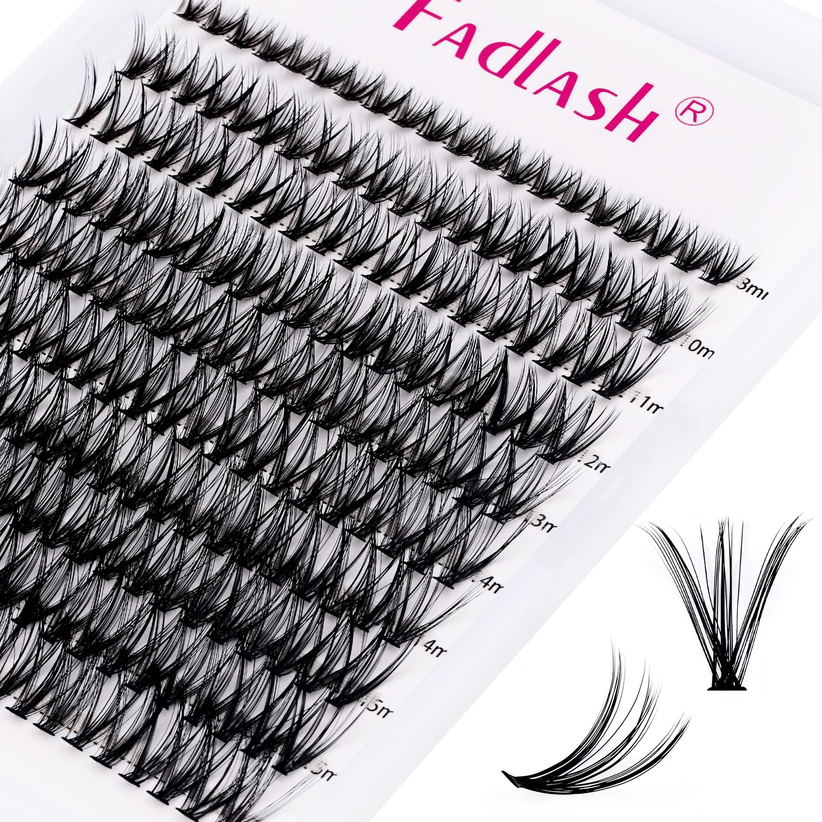 FADLASH 200pcs 0.07mm D Curl 8-16mm 30D Mixed Trays Cluster Lashes DIY Eyelash Extensions — image 1
