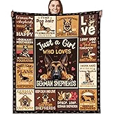 German Shepherd Gifts for Women Throw Blanket, Soft Cozy Fuzzy Flannel Blanket with Cute German Shepherd Dog Print and Paw Design, Gift for Girls Teens Friends Dog Lovers (50" x 60")