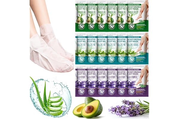18 Pack Moisturizing Foot Mask, Hydrating Foot Masks for Dry Cracked Feet, Moisturizing Socks Dry Skin Moisturizer for Soft and Smooth Touch Feet, Foot Care Spa Gifts for Women Men Fathers Day Gift