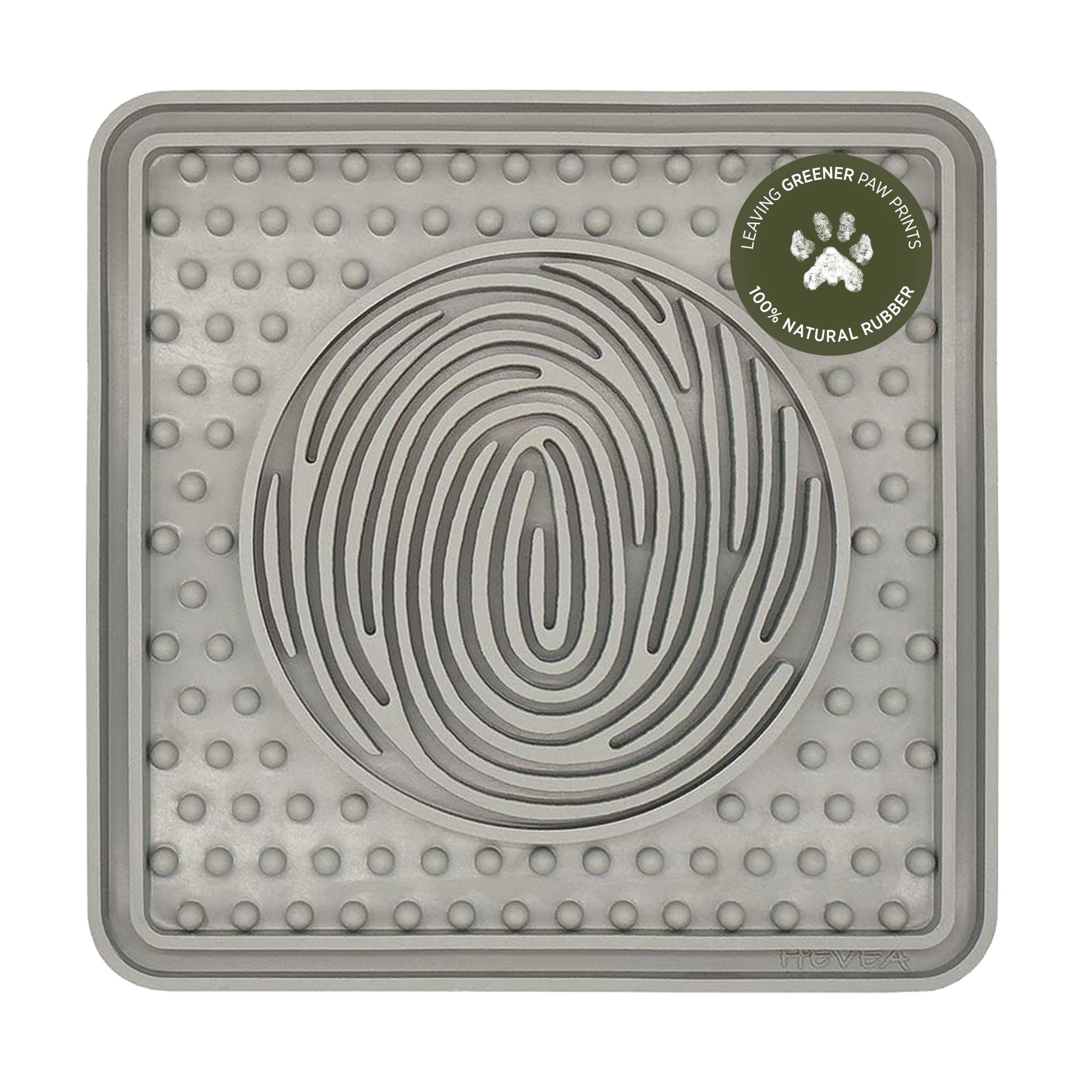 HEVEA Dog Lick Mat in Natural Rubber - With 25 Suction Cups - Slow Feeder Dog Mat for Boredom Reducer and Anxiety Relief - Perfect for Bathing Grooming - Tested and Safe for Your Dog (Cloudy Grey)