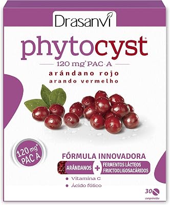 Drasanvi PHYTOCYST con Arándano Rojo Americano 120 mg PAC-A | para el Sistema Inmunitario y Urinario| con Arándano Rojo y Vitamina C | 30 Comprimidos