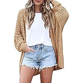 HOTOUCH Lightweight Crochet Cardigan for Women Long Sleeve Open Front Knit Oversized Cardigans Sweaters