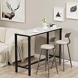 Fativo Bar Table Rectangle 120cm Sintered Stone White Marble 105cm High view 3