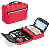 Trunab Portable First Aid Bag Empty, Medical Supplies Bag with 2 Inner Flap, Emergency Trauma Bag for Accessories, Red