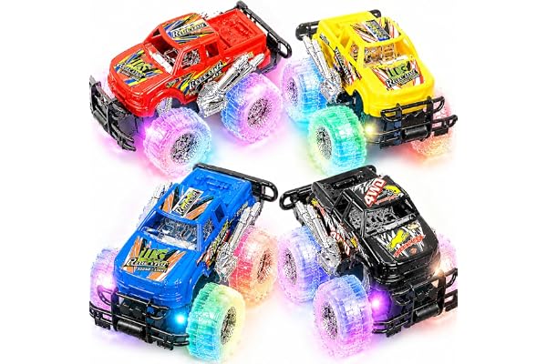ArtCreativity Light Up Monster Truck Toys for Toddler Boys, Toy Cars Gift | Push and Go Friction Powered Cars, 2-Pack, Toddle