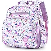 mibasies Toddler Backpack for Girls 2-4: Cute Kids Backpacks for Girls - Preschool Kindergarten Backpack - Unicorn Garden Purple