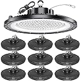 ONLYLUX UFO High Bay Light 200W 5000K 30000LM 150LM/W (Eqv.800W Mh/Hps/Hid) Including Safe Rope and Plug 5ft Cable Shop Lights for Garage led Super Bright, Easy Install High Bay Lights 10Pack