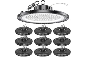ONLYLUX UFO High Bay Light 200W 5000K 30000LM 150LM/W (Eqv.800W Mh/Hps/Hid) Including Safe Rope and Plug 5ft Cable Shop Lights for Garage led Super Bright, Easy Install High Bay Lights 10Pack