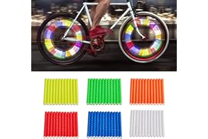 Enmoo Bike Spoke Reflector 6 Sets/72Pcs Bicycle Wheel Spoke Reflector Reflective Mount Clip Tube Warning Strip Waterproof Bic