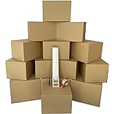 Uboxes Moving Boxes 1 Room Bigger Moving Kit - 14 Boxes Plus Supplies &amp; Tape, Brown Kraft
