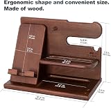 Teslyar Wood Phone Docking Station Ash Nightstand Organizer Brown view 6