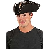 Disney Blackbeard Pirate Costume Hat - Molded Suede with Faux Leather Details, Officially Licensed