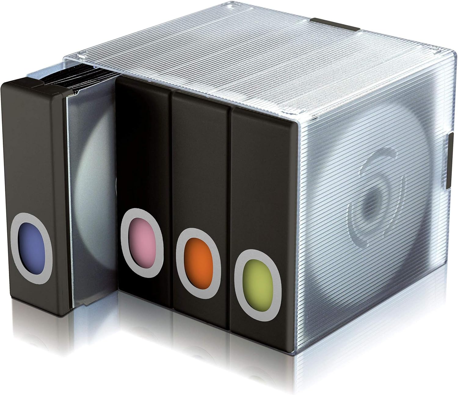 Atlantic Polypropylene Sleeve Disc Organizer - Stack & Lock, Categorize Cds In 4 Color-Coded Binders for 96 Discs Total In Black, PN96635496: Home Audio & Theater