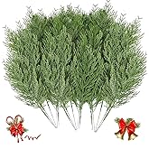 7Queen 30PCS Evergreen Fake Pine Needles Picks, Artificial Pine Branches for Christmas Tree Filler, Christmas Greenery Stems DIY Accessories for Wreath Making Supplies Holiday Decor