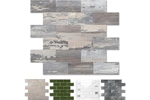 REOVATILE 20-Pack Peel and Stick Tile Backsplash 11.3"X11.5" PVC Wall Tiles, Stick on Backsplash for Kitchen, Bathroom Tile, Fireplace, Laundry Table in Light Rustic (18.2 Square Feet Covering)