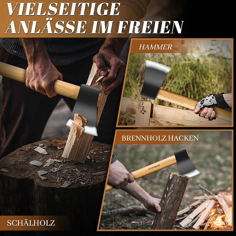 2Pcs Wiking Axt Beil geschmiedet Holzgriff Camping Wald