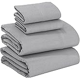 RUVANTI 100% Cotton Flannel Sheets Queen Size - 4 Piece Warm, Soft & Breathable, Deep Pocket, Double Brushed Cozy All Season Bedding Set, Light Gray