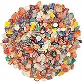iShyan Mixed Color Agate Stones Bulk Polished Tumbled Chips 0.3-0.35 Inch Small Natural Multi-Color Gemstones for DIY Crafts 