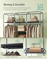 SONGMICS Canvas Wardrobe Grey 175x150x45 cm Clothes Storage Organiser view 3