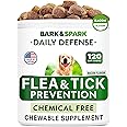 Natural Flea and Tick Prevention Chews for Dogs - Chewable Tablets for Dogs - All Breeds and Ages - Made in USA Flea and Tick Remover Supplement - Bacon - 120 Treats